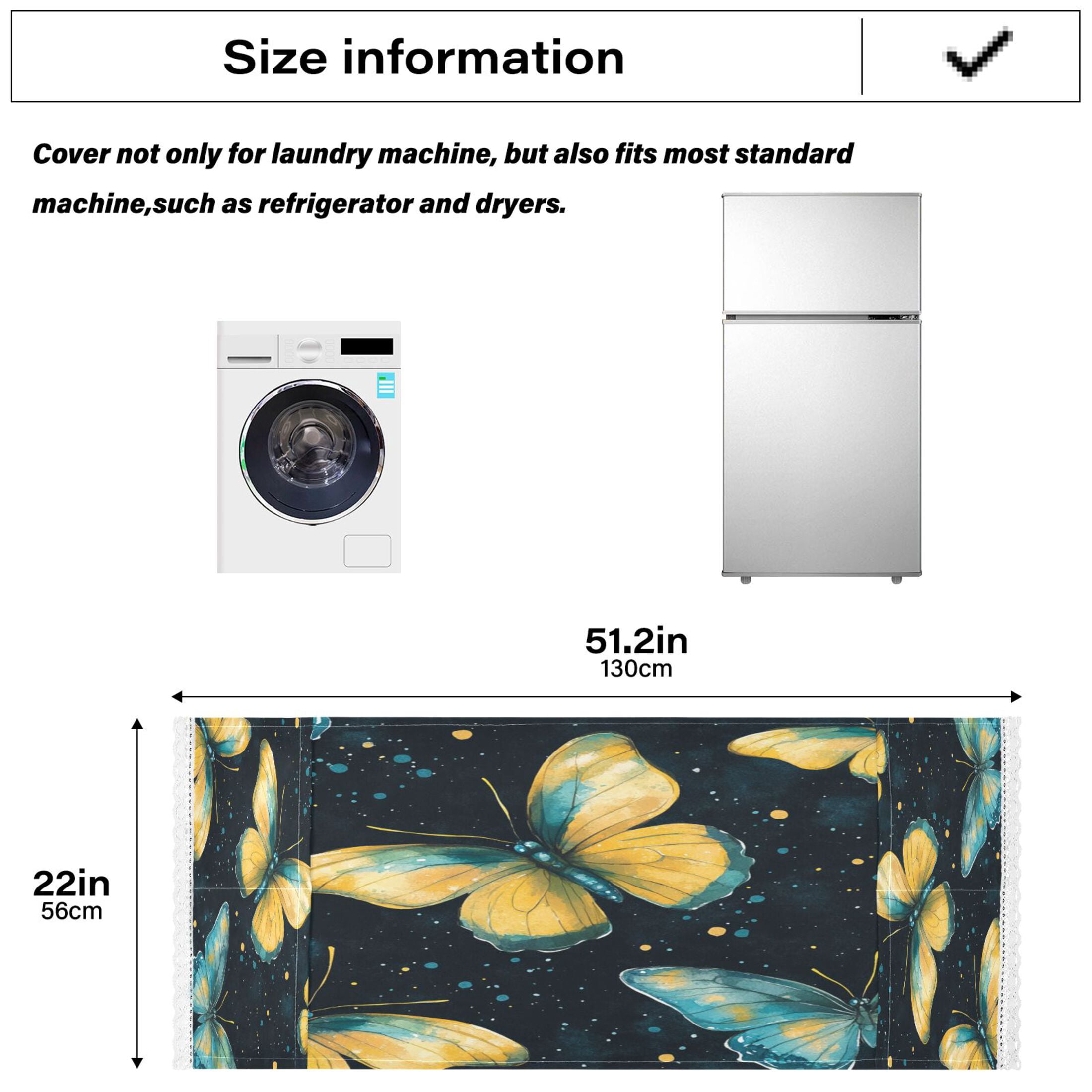 WOBOGO A Pattern Of Yellow Butterflies with Teal Wings Washing Machine Cloth Dryer Refrigerator Top Cover Protective Non-Slip Mat For Kitchen Laundry
