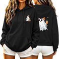 thumbnail image 3 of Aboser Womens Spooky Pullover Hoodies Halloween Party Shirts Cute Long Sleeve Tops Lightweight Cozy Hooded Sweatshirts with Pockets, 3 of 8