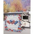 thumbnail image 5 of 4th of July RV Awning Sun Shade Screen 9'X7' American Flag Love Heart Mesh Sunscreen Poppy Flower Wood Awning Shade Screen with Zipper UV Blocker Completed Kits for RV Motorhome Camper, 5 of 7