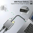 thumbnail image 5 of HOZVOMI 4-in-1 USB C Docking Station, 2 HDMI Ports (4K), 1 USB 3.0 Port, 60W PD Charging, Gray Aluminum Alloy, Compatible with MacBook, Surface Book, Type-C Devices (2015-2019), 5 of 9