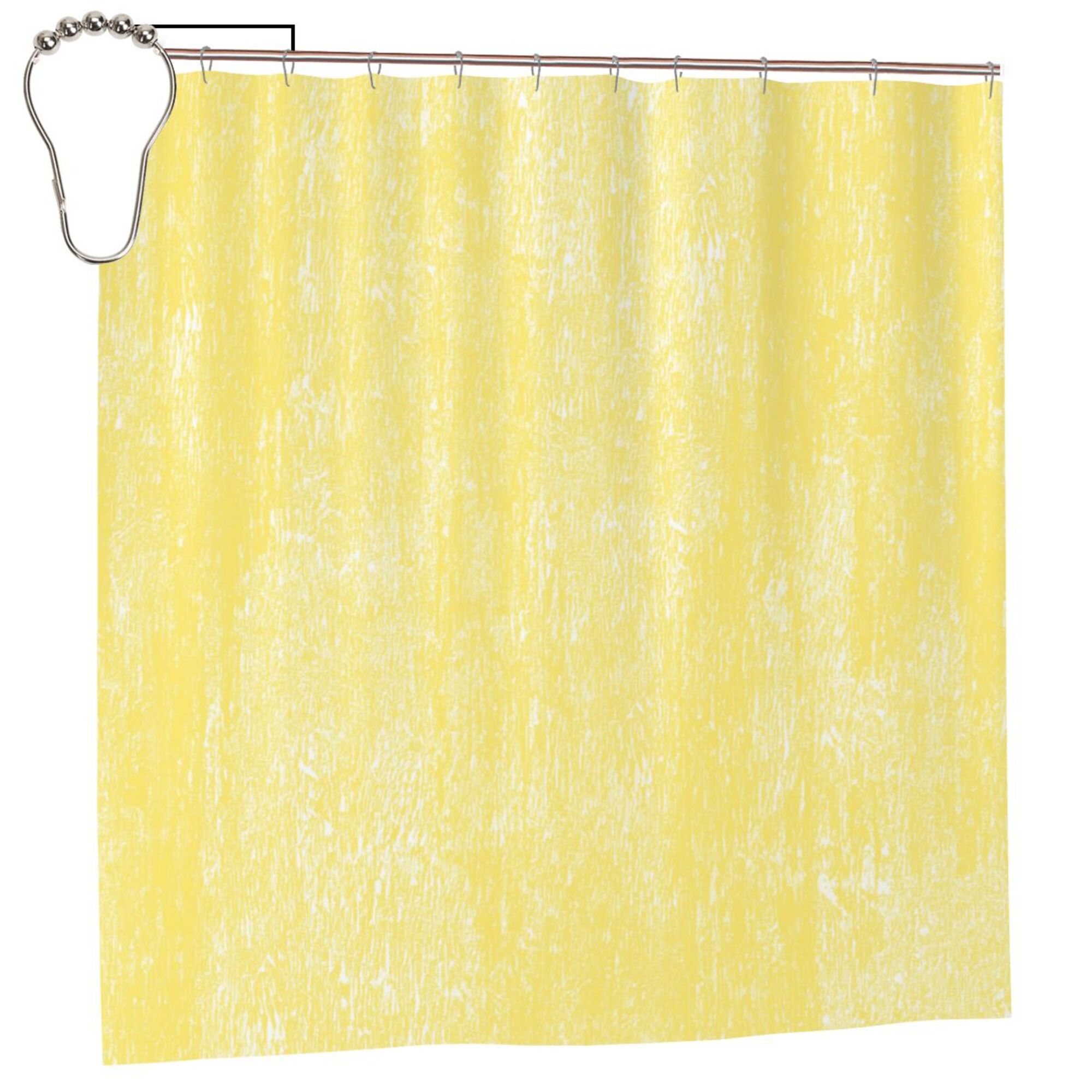 XMXY Yellow Wood Texture Long Shower Curtains, Waterproof Weighted