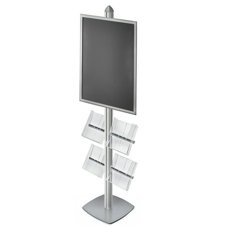 UPC: 0696859996719 | Azar 300292-SLV Sky Tower Display Kit with 22  x 28  Snap Frame and Four Acrylic Brochure Side Pockets
