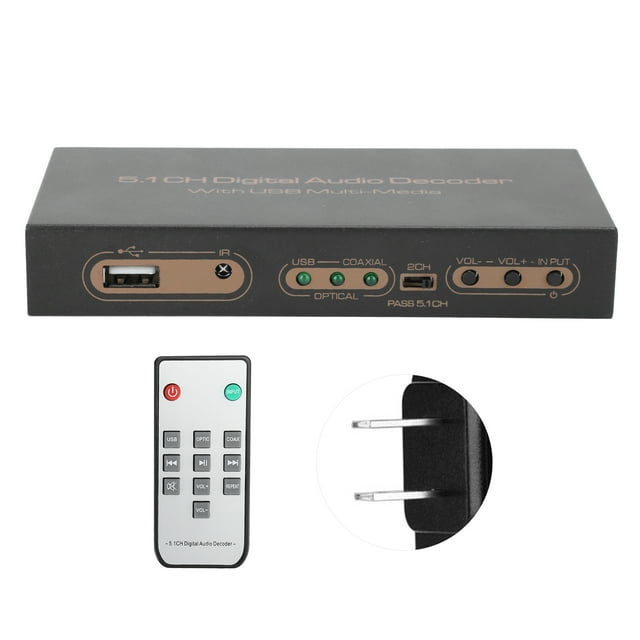 Reproductor multimedia con decodificación de audio digital de 5.1 canales, sonido envolvente 5.1, compatible con AC3/DTS/LPCM, enchufe estadounidense de 100-240 V