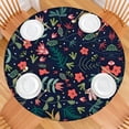 thumbnail image 2 of Pioneer Flower Floral Print Pattern Round Fitted Tablecloth with Elastic Edge,Dining Table Cover Waterproof,Outdoor Round Tablecloth for Camping,Dining,Indoor and Outdoor, 2 of 7