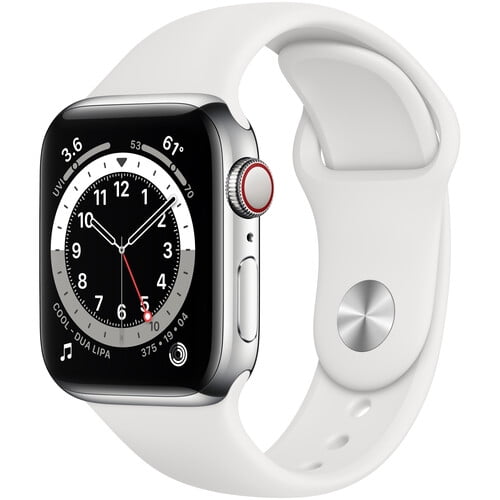 Restored Apple Watch Series 6 40mm GPS   Cellular Silver Stainless Steel - White Sport Like New