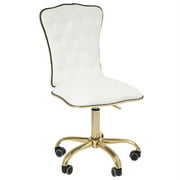 Impressions Vanity Elise Tufted Vanity Chair with Velvet Armless Cushion Seat, 360 Degrees Wheel Swivel Chair with Adjustable Height (White)