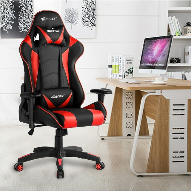 Topcobe Gaming Chair Racing Office Chair High Back Computer Desk Chair PU Leather Chair Executive and Ergonomic Adjustable Swivel Chair with Headrest and Lumbar Support