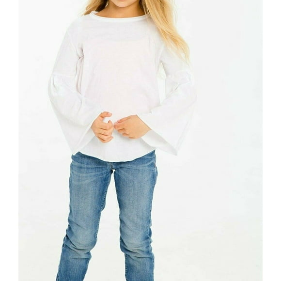 CHASER GIRLS Shirttail Top FLARED SLEEVES White ( 4 )
