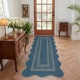thumbnail image 3 of HIWEAVER Blue 9' x 12' Scalloped-edge Easy Jute Area Rug for Living Room Modern Bordered Indoor Outdoor Neutral Carpet for Patios Non Slip Washable Throw Mat for Home Decor, 3 of 7