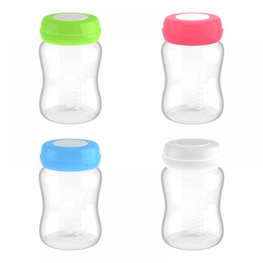 4Pcs Breastmilk Bottles with Leak Proof Lids,6oz Reusable Wide Neck