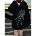 thumbnail image 6 of CreativeArrowy Gothic Punk Spider Web Hooded Sweatshirt for Women, Harajuku Coat with Zipper, Emo Alt Clothing, 6 of 6
