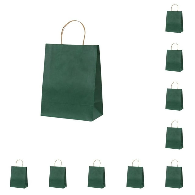 Bolsa de papel Kraft de 10 Uds. Con asa giratoria, herramienta de almacenamiento de ropa con soporte de carga, bolsas para hornear a la moda, Almacenamiento y organización del hogar Verde oscuro Injueey HA066668-06
