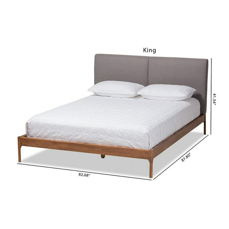 Baxton Studio Aveneil Mid-Century Modern Grey Fabric Upholstered Walnut Finished Queen Size Platform Bed Baxton Studio Aveneil Mid-Century Modern Grey Fabric Upholstered Walnut Finished Queen Size Platform Bed