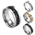 thumbnail image 2 of K-KED Stainless Steel Rotatable Ring Spinner Chain Rotable Rings Punk Reliever Men US~-Black-6, 2 of 9