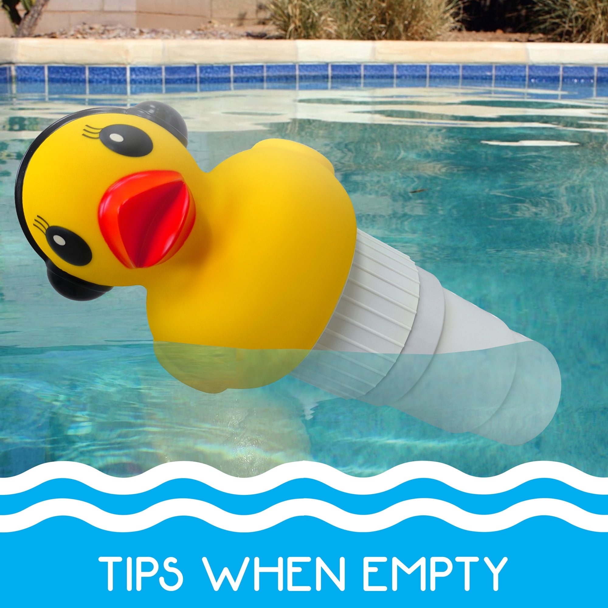 RIPPLE: Duck Pool Chlorinator - Large- Holds 6 Chlorine 3" Tabs, Flow Control For Small-Large Pools & Spas, Water Accessory, Floats-Tips When Empty