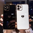 thumbnail image 5 of for iPhone 11 Case Plating Love Heart Phone Case TPU with Full Unique Full Camera Lens Protection Reinforced Corners Fun Cute Side Small Pattern Electroplate Case,White, 5 of 15