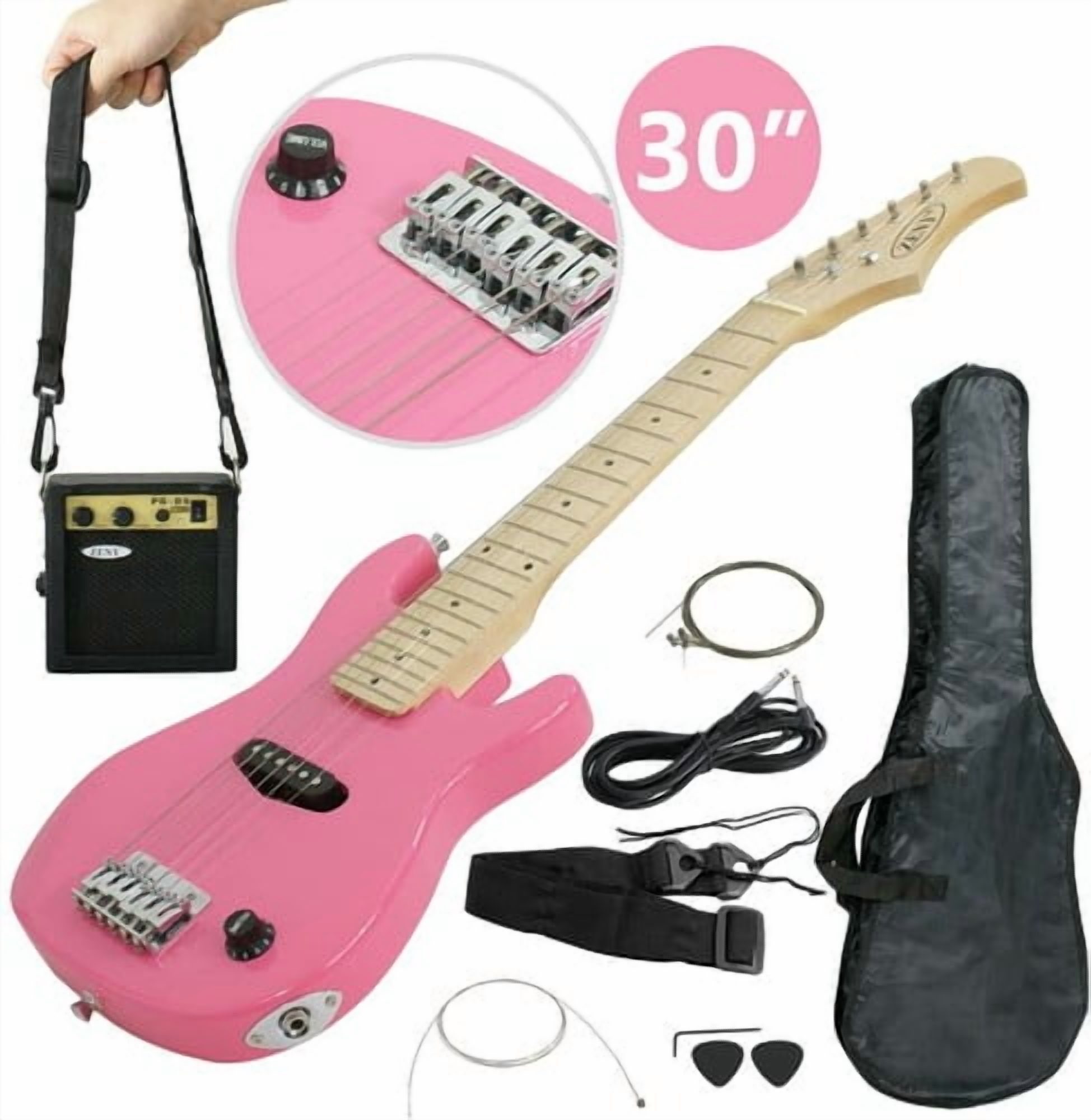 SONGMY 30" Kids Electric Guitar with 5 Watt Amp, Black Gig Bag Case & Guitar Strap, Beginner Electric Guitar Set