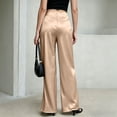 thumbnail image 4 of Dwellite Wide Leg Pants for Women Satin Waistband Pants Casual Long Flowy Loose Trousers 2026 Khaki XL, 4 of 6