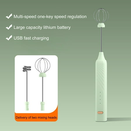 

MATHOWAL Rechargeable Handheld Foamer High Egg Speed Electric Milk Frother Foam Maker Mixer Coffee Drink Frothing Wand USB2 In 1 Portable