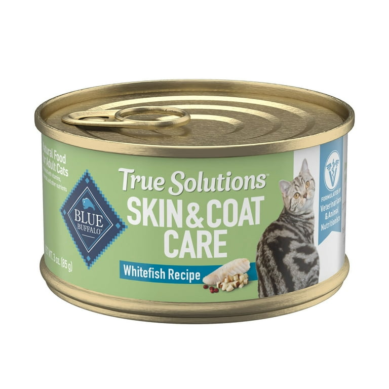 (12 pack) Blue Buffalo True Solutions Perfect Skin & Coat Natural Adult Wet  Cat Food, Whitefish 3-oz Can