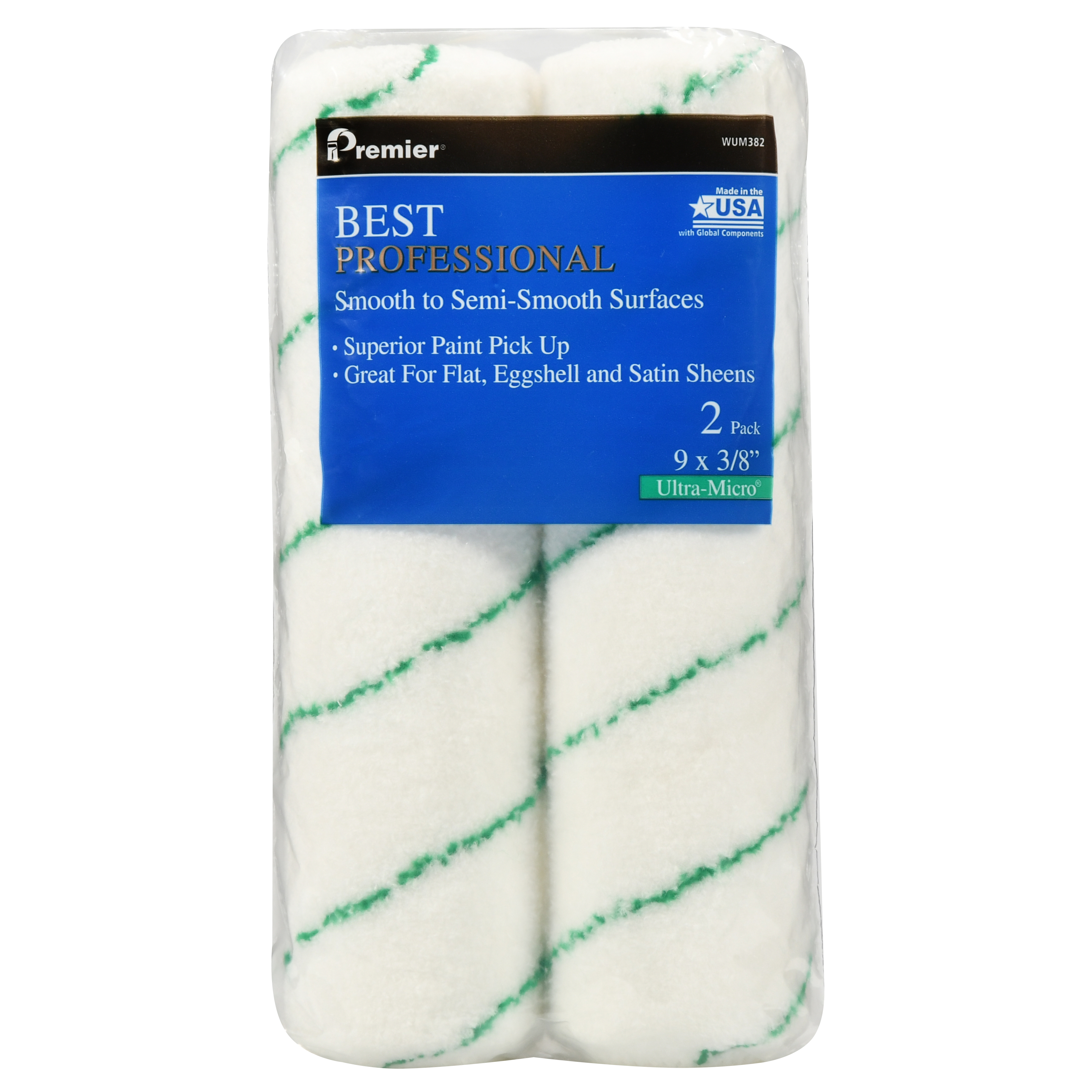 Best Ultra Microfiber 9" X 3/8" 2 Pack Paint Roller Covers Walmart