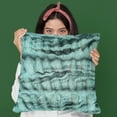 thumbnail image 3 of Plutus Teal Sherpa Animal Faux Fur Luxury Throw Pillow - Double sided 22" x 22", 3 of 5