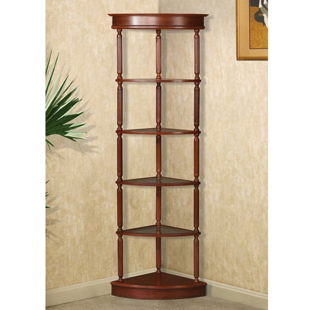 Home Source Andreas Cherry Accent Corner Shelving Unit ...