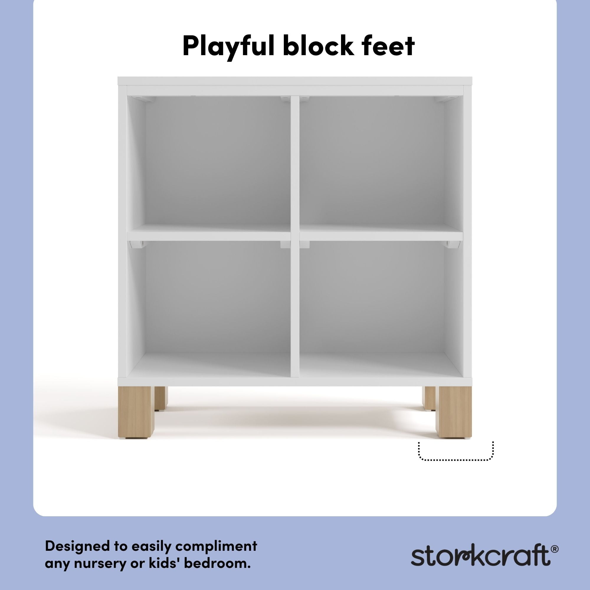 Storkcraft California Cube Organizer Children's Bookcase, White with Driftwood