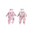 thumbnail image 2 of Cjfdfy Newborn Baby Girl Christmas Footed Romper Christmas Tree Santa Print Zip-up Long Sleeve Footed Bodysuit And Headband Infant Cute My Christmas Fall Winter Outfit 0-9M, 2 of 9