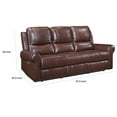 thumbnail image 5 of Benjara Michael 82 Inch Power Dual Recliner Sofa, USB, Brown Top Grain Leather, 5 of 6