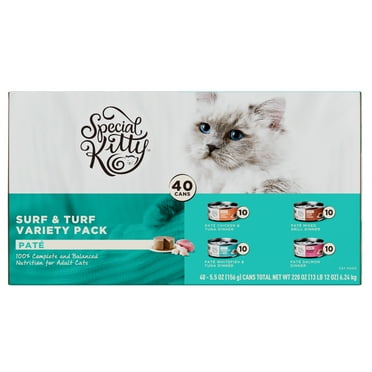Special Kitty Surf & Turf Pate Wet Cat Food Variety Pack, 5.5 oz Cans (40 pack)