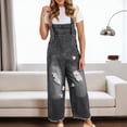 thumbnail image 2 of Womens Denim Bib Overalls Barrel Leg Adjustable Strap Jean Pants Jumpsuits with Pockets,Grey,XL, 2 of 5