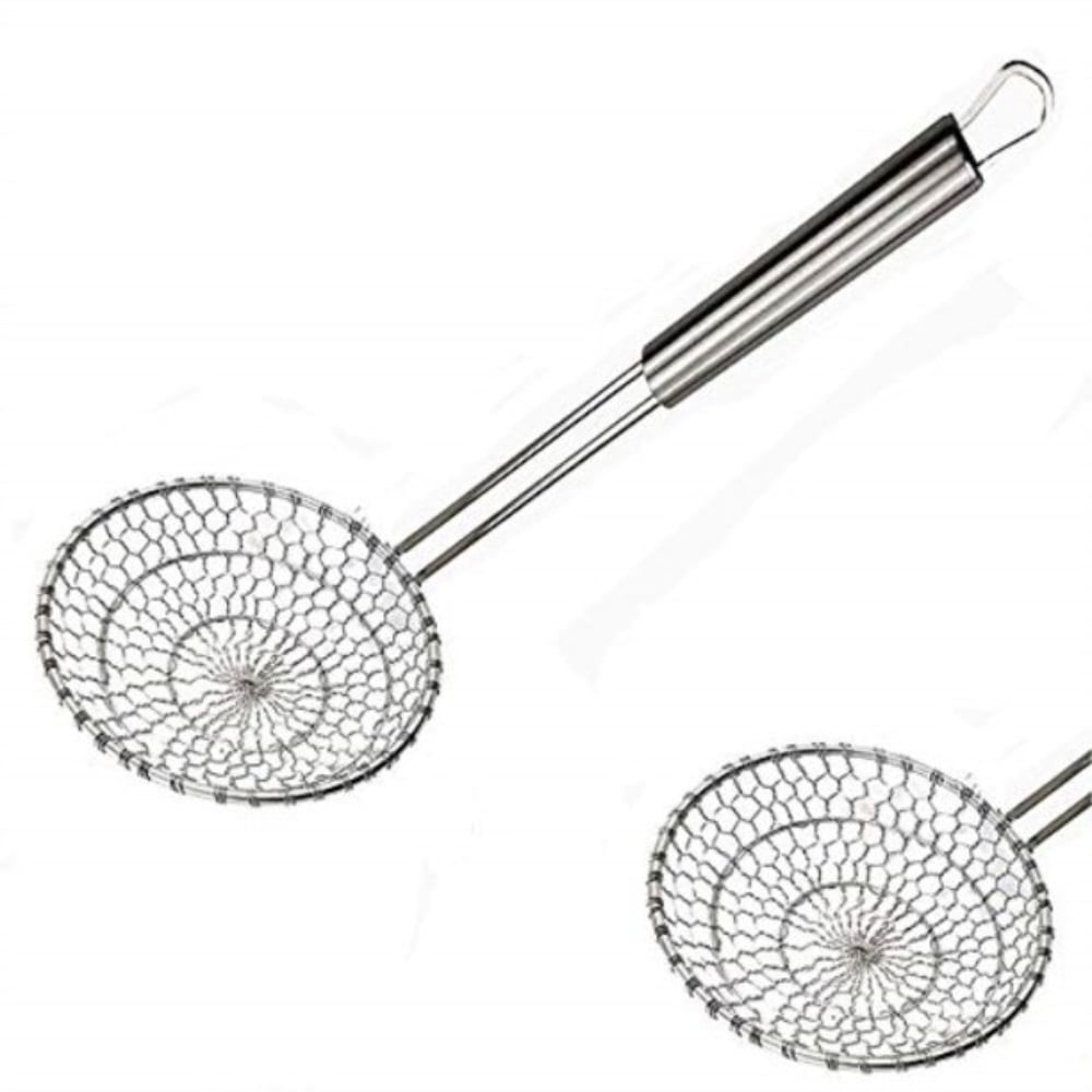 Skimmer Spoon Fry Oil Mesh Strainer Stainless Steel Large Round Slotted