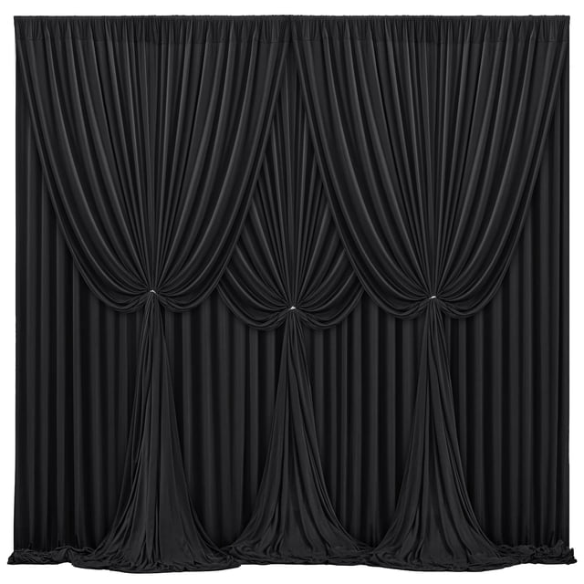 Cortinas de telón de fondo PARTISKY, 6 paneles negros de poliéster de 24 x 10 pies