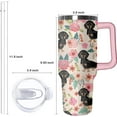 thumbnail image 3 of 40 oz Dachshund Tumbler with Handle and Straw, Dog Travel Mug Water Bottle, Stainless Steel Insulated Cup with Lid and Straw, Birthday Christmas Gifts, 3 of 6