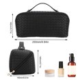 thumbnail image 5 of Bolsa de maquillaje de cuero PU Cremallera a cuadros con asa y divisor Tejido plano Lay, 5 of 5
