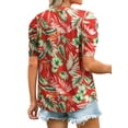 thumbnail image 6 of Nlife Women Puff Sleeve Floral Hawaiian Shirt V Neck Casual Tropical T-Shirt, 6 of 7