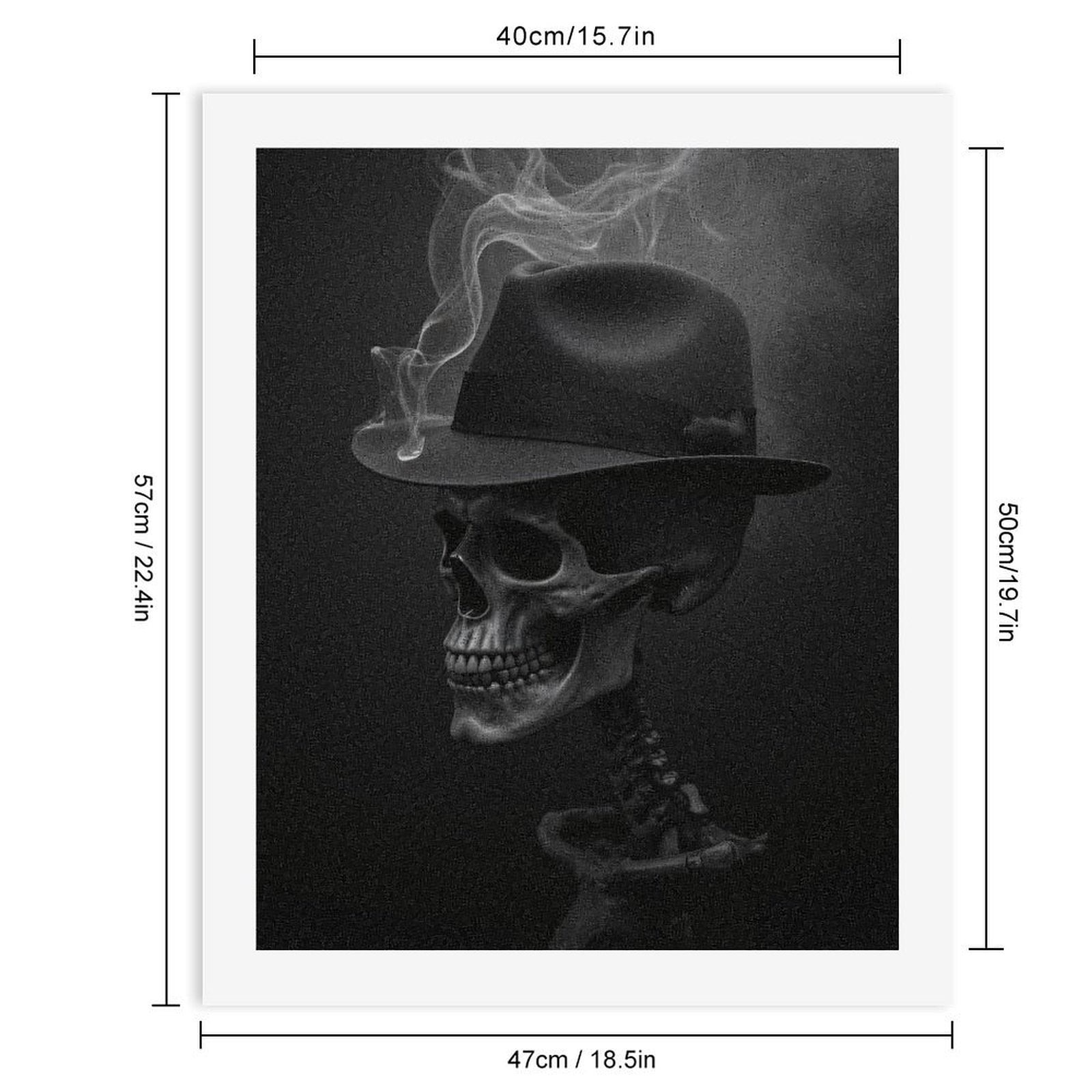 Paint By Numbers Kit for Adults Beginner - DIY Skeleton Fedora Smoke Aesthetic Canvas Painting Kits for Adults, Frameless Paint By Number for Adults for Home Wall Decor 16x20 Inch