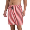 thumbnail image 2 of KLL Red And White Stripes Men's Casual Summer Beach Shorts Hawaiian Shorts with Pockets-Large, 2 of 5