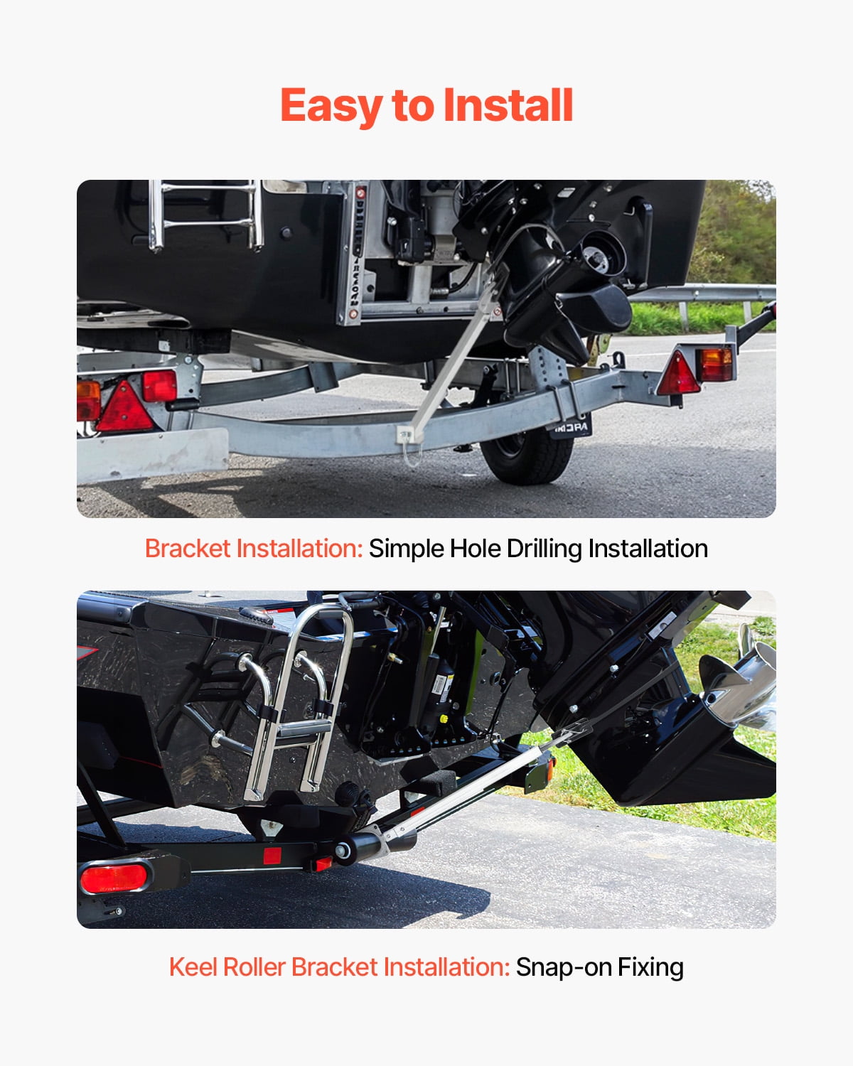 VEVOR Transom Saver, 24-36 in, Adjustable Boat Transom Saver with Composite Head, Corrosion-Resistant Easy-to-Install Transom Savers for Less Than 100 HP Outboard Motor , Fit for Roller & Trailer