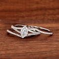 thumbnail image 3 of Bow Jewelry White Gold Plated 14K Moissanite Ring - Excellent 1.6 Ct Marquise Cut Moissanite Ring - Three Ring Set Moissanite Ring - Halo Moissanite Ring, 3 of 6