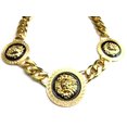 thumbnail image 2 of Cabeza de león de oro cadena de oro cabeza babero collar colgante león gargantilla joyería, 2 of 5