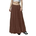thumbnail image 5 of Women’s Long Tiered Maxi Skirt with Elastic Waist Lightweight Flowing Fabric Boho Style Casual Wear for Everyday Use Brown L, 5 of 5