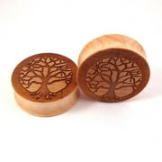 Tree of Life Wood Plugs/Gauges 0G (8MM) 2 Pieces (1 Pair) (A/3/1/4)