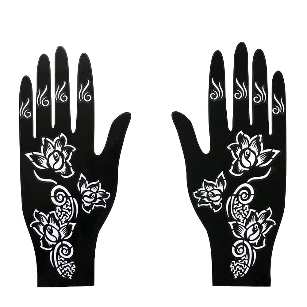 Pack of 8 Tattoo Stencils Indian Arabian Tattoo Reusable Sticker Self Adhesive Beautiful Body Paint Art Designs Temporary Mehndi Drawing Hand Template 