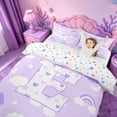 thumbnail image 3 of meiyoeat Purple Rainbow Initial E Bedding,Cute Heart Cloud Stars Pattern Duvet Cover Full For Girl,Colorful Stars Reversible,3pcs,1 Duvet Cover and 2 Pillowcases, 3 of 6