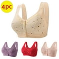thumbnail image 2 of qolati 4Pcs Front Closure Everyday Bras for Women Comfy Daisy Bras Front Snaps Seniors Seamless Comfortable Soft Full-Coverages No Underwire Bralette Sports Bra, 2 of 7