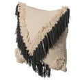 thumbnail image 2 of 16" Handwoven Cotton Throw Pillow Cover with Embossed and Fringed Crossed line, 2 of 6