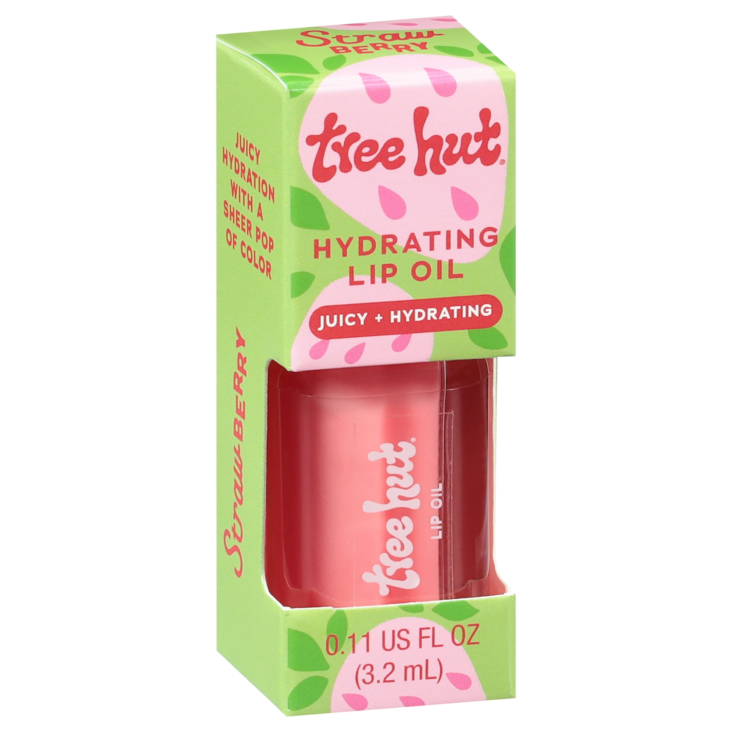 Tree Hut Strawberry Hydrating Lip Oil, Sheer Tint with High Shine, 0.16 fl oz