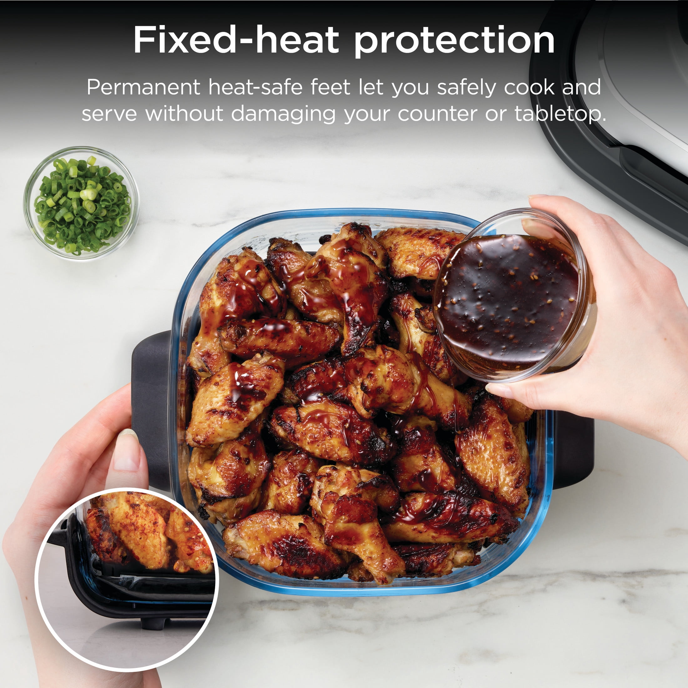 Ninja 4-Qt CleanCrisp Glassware Container, Compatible with Ninja Crispi Portable Cooking System, Microwave, Freezer and Dishwasher Safe, Glass Cooking Surface, Storage Lid